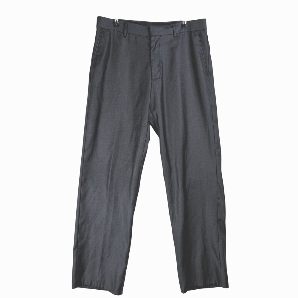Vittorino Mens Charcoal Gray Flat Front Dress Pants Slacks 32x32